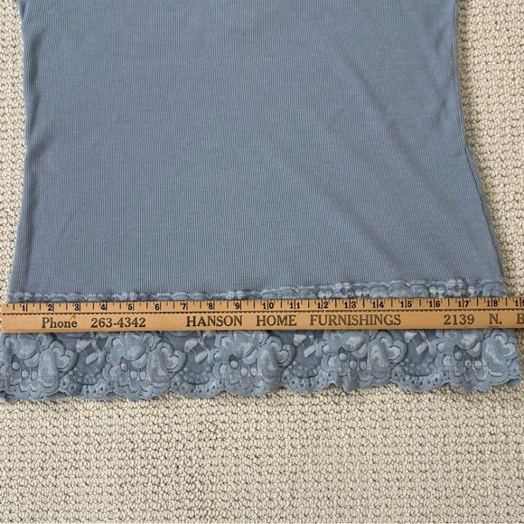 Vintage Maurices Women Y2K Cami Lace Trim Pastel Blue Tank Top Plus sz 16/18 - Picture 2 of 9